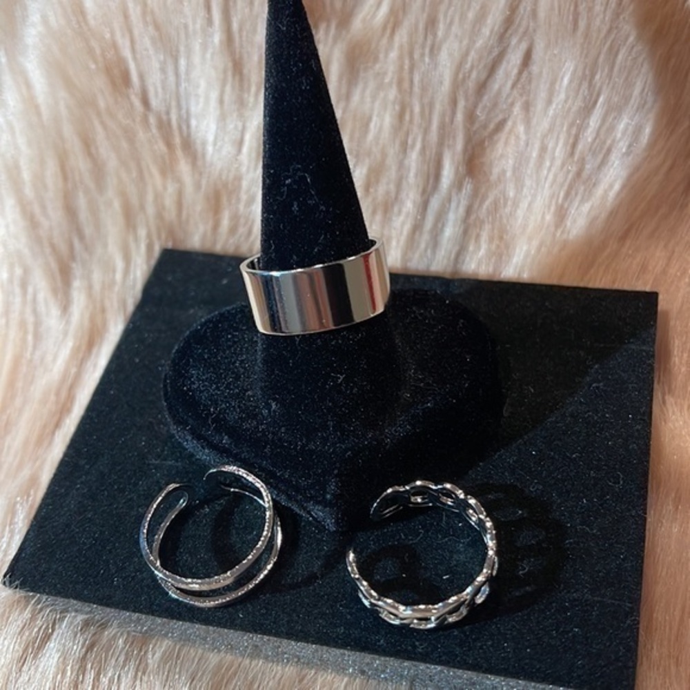 3-Piece set Stainless‎ Steel Adjustable Rings NWT - Picture 6 of 17